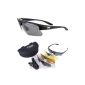 Innovation More Black Rx SUNGLASSES POLARIZED SPORT WITH CORRECTION OPTION.  Interchangeable lenses (x4) For men and women.  UV protection 400 (Eyewear)