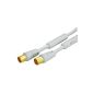 1m HB-DIGITAL HDTV Antenna Cable Coax cable male to female gold plated coaxial with Mantelstromfilter with 2x ferrite core white (Electronics)