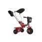 HUDORA 10242 - Tricycle SX-3, Eva tires 25.4 cm (10 inches) with sunroof, black / red (toy)