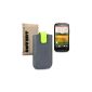 LEATHER BAG HANDY Case for HTC Desire X IN UV yellow / gray (Electronics)