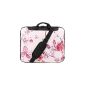 TaylorHe Cover Nylon Laptop Carrying Case 15 inches / 15.6 inches with side pockets of the handle and shoulder strap flowers, pink