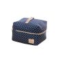 Vogue Makeup Kit Bag Large Storage Compartment Multifunction Canvas Lace Zipper Waterproof Travel Size 25 * 20 * 15CM Peas BleuMarine