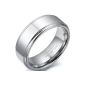 JewelryWe jewelry 8mm width tungsten tungsten carbide men's ring, polished Partnerringe band, silver color, with gift bag - Size 70 (Jewelry)