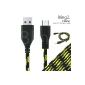 TheBlingZ.® 2M Micro USB meter braided cable for Nokia Blackberry HTC Samsung Galaxy S2 S3 S4 Note 2 ACE mini -Black