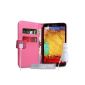 Yousave Accessories Pack PU Leather Folio Case Hot Pink + Car Charger for Samsung Galaxy Note 3 (Accessory)