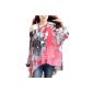 DJT Ladies Bohemia floral chiffon tunic blouse 3/4 sleeves T-shirt bat Batwing ladies blouse tunic (without Vest) (Textiles)