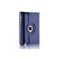JAMMYLIZARD | Leather Case Smart Case 360 ​​degree rotating iPad 4 (with Retina display), iPad 3 and iPad 2 compatible with the on / standby screen protection included (NAVY) (Electronics)