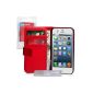 Yousave Accessories PU Leather Wallet Case for iPhone5 / 5S Red (Accessory)
