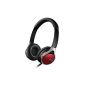 Sony MDR-10RCR foldable headphones (integrated remote with mic, 100dB / mW) red (Electronics)