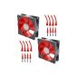 . Xilence 2 Component Fan 2 components Fans Case fans 80 x 80 cm Red / Grey incl short + long Gummientkoppler Red - 2 Pack (Electronics)