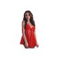 Love transparent lace sexy babydoll with slightly padded cups Red 2 parts (Clothing)