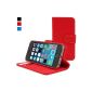 Snugg ™ - Case For iPhone 5 / 5s - Flap Leather Case With A Lifetime Warranty (Red) Apple iPhone 5 / 5s (Wireless Phone Accessory)