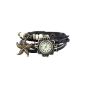 Vktech Star Design Leather Wrist Watch (Black) (Toy)