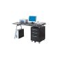 SixBros.  Computer desk / Black - MBJ-01B / 70 - Black glass - Frame MDF Black (Office supplies & stationery)