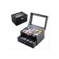 MelodySusie® Display / box / box to watch Black storage cabinet with lock for watches (20 pitches, black)