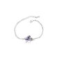 Four Leaf Clover Bracelet Lucky - Crystal - Purple - 17 cm