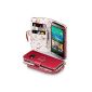 Terrapin Pouch Leather Case for the HTC One Mini 2 - Red (Flower inside) (Electronics)