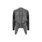 (Womens gray leather sleeved waterfall cardigan (MTC) Women gray leater sleeves Waterfall Cardigan (36/38 (UK 8/10), (gray) gray) (Textiles)