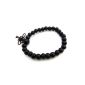 Agathe Creation - Bracelet - Buddhist rosary - wood beads ebony - 6.5mm diameter - not carved beads - Node happiness - Buddha - Black - Custom Size - Handmade (Jewelry)