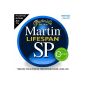 Martin SP Lifespan 92/8 Phosphor string set folk guitar medium Drawing (.013 -.056) (Electronics)