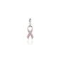 Elegant Breast Cancer Awareness ribbon Charm / Pendant with pink enamel, sterling silver (jewelery)