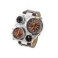 OULM Special Design 4 Dual Dials Japan Movt time Thermmeter Compass Sport Military Men Quartz Wrist Watch - Brown (clock)