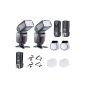 Neewer PRO NW670 E-TTL Flash Professional Kit for CANON EOS 1100D 700D 650D 600D 550D 500D 450D 400D 100D 300D 60D 70D Digital SLR (DSLR) Includes: 2 Neewer Auto-Focus Flash LCD + 2.4GHZ Wireless Trigger (1 Receiver Transmitter + 2) + 2 cable (C1-C3 + Cord Cord) + 2 Hard Flash Diffuser Flash Diffuser + 2 + 2 door Soft Button Lens (Kitchen)