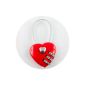 Padlock code with steel cable, heart-shaped 4 cm x 3.5 cm - 2 mm cable length of 11 cm