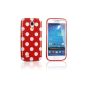 Tinxi Protective Case for Samsung Galaxy S4 mini Case Silicon Skin Cover Pouch Case Case Cover white dot in red with polka dots (Electronics)