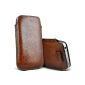 ONX3 Motorola Defy Brown Leather Pull Tab Pocket Protector Case + LCD Screen Protector Guard On (Electronics)