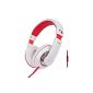 NAKAMICHI Headphones with Mic for NK780 Smartphone and Tablet, detachable cable, White / Red (Electronics)