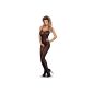 Obsessive sexy lingerie Body Crotchless Bodystocking with a delicate floral motif, black, Gr.  XL / XXL (Personal Care)