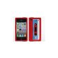 IProtect ORIGINAL RETRO STYLE HIGH CLASS TAPE / CASSETTE SILICONE CASE RED / RED FOR IPHONE 4 (Electronics)