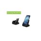 DOCKING STATION / Double Charger Station with USB Home Charger Sync Data and Audio Output Stand for Samsung Galaxy S4 SIV i9500 - Black