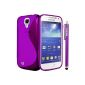 BAAS® Samsung Galaxy S4 Mini i9190 - Purple S-Line Silicone Gel Case + Stylus + 3x Screen Protector (Electronics)