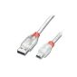 Lindy 31687 - USB 2.0 Cable Type A / Mini-B, transparent, 5m (Electronics)