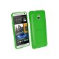 iGadgitz Green Durable Crystal Gel Case Glossy TPU Case Cover Case for HTC One Mini M4 Android Smartphone + Screen Protector (Wireless Phone Accessory)