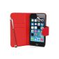 Supergets Case for Apple iPhone 5 book style faux leather bag in red wallet case shell case, stylus, protector (Electronics)