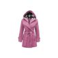 Amber Apparel - Coat Women with Belt and Hood Military Style Polar Trench (Clothing)