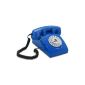 Opis 60s cable - Retro phone sixties vintage design with dial and metal bell (blue) (Office supplies & stationery)