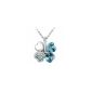 Woman Crystal Four Leaf Clover Necklace Lucky Crystal and Chain chain 18 inches White Gold Plated Blue Lagoon Carats- 18 (Jewelry)