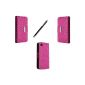 Apple iPhone 4 4g 4s magnetic LEATHER Flip Cover Case + Stylus (pink glitter book)