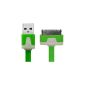 Cable flat usb transfer of data quick charger for iPhone 4, 4S, 3, 3G, 3GS / iPod Touch / iPad 1.2 (Green) (Electronics)