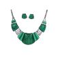 Yazilind ethnic Tibetan Sliver Bib Necklace Vintage Green Turquoise Necklace Earrings Set women jewelry (Jewelry)