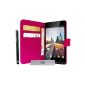 Case Cover Luxury Wallet Fuchsia Archos 45a \ 45b Helium 4G LTE and 3 + PEN FILM OFFERED !!  (Electronic devices)