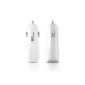 amzdeal® Dual-Ports USB Car Charger 10.5W / 2.1A + 1A (2100mA max) Car Charger for iPhone, iPad, tablets, smartphones, MP4, PSP, GoPro, GPS, WHITE (Electronics)