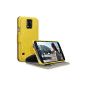 Terrapin Leather Case Cover with stand function in BookStyle card slots for Samsung Galaxy S5 (Yellow) (Wireless Phone Accessory)