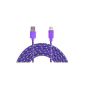 VEO | Braided Micro USB Sync and Charger Cable in the lace design for Samsung Galaxy S6, S6 Edge, S4, S3, S2, Note 2, Note 1, Blackberry, Nokia, Sony Ericsson, HTC - 2 meters - Lila (Electronics)