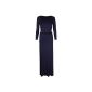 Purple Hanger - Ladies Long Sleeve Maxi Dress Elastic round neck solid color with belt Jersey Long (Textiles)