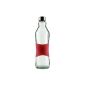 RED 1.0L glass bottle / glass bottle for the fridge - Non-slip silicone grip - BPA-free - 100% recyclable (household goods)